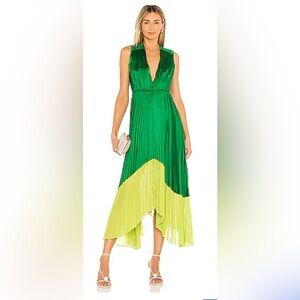 AMUR Amelia V-Neck Green Hi-low Long Dress sz 10
